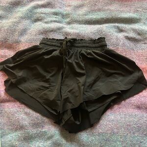 Women's Black Ruffle Hem Shorts